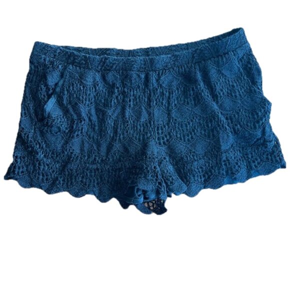 Ella Moss Pants - Ella Moss Women's Jasmine Lace Shorts Black Ruffle Casual with Pockets Sz Medium